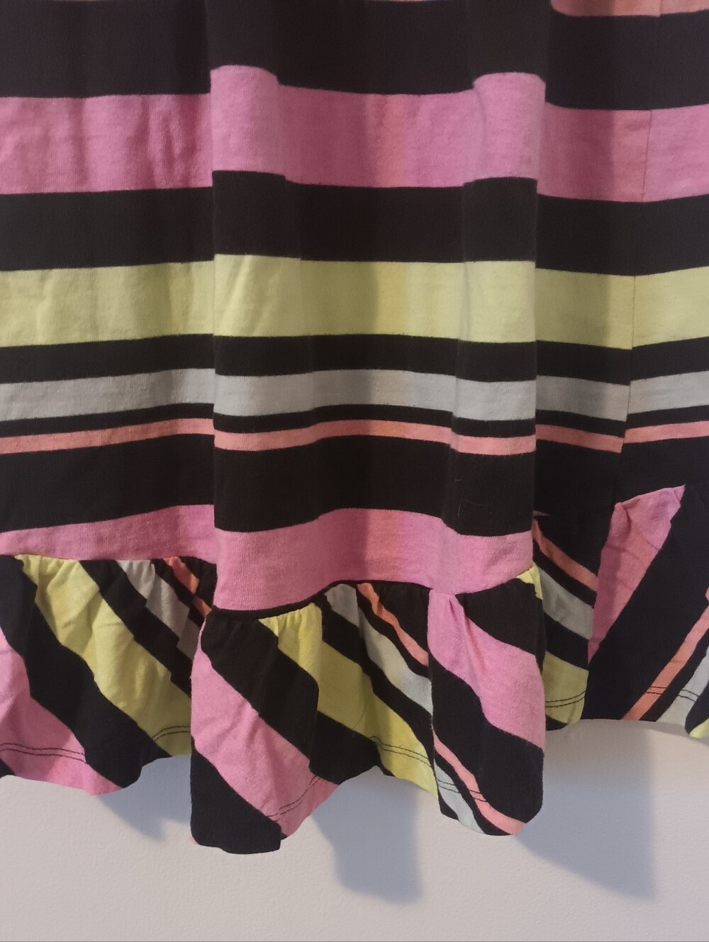 4 For 20$ Circo Girls' Black Stripe Tank Dress with Pink and Lime Stripes - Picture 3 of 5